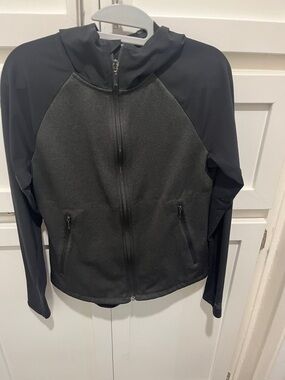 Black Two-Tone Full-Zip Hoodie Jacket